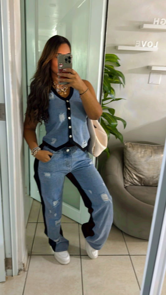 Suiza Denim & Black Vest Set (utilicé talla Médium )
