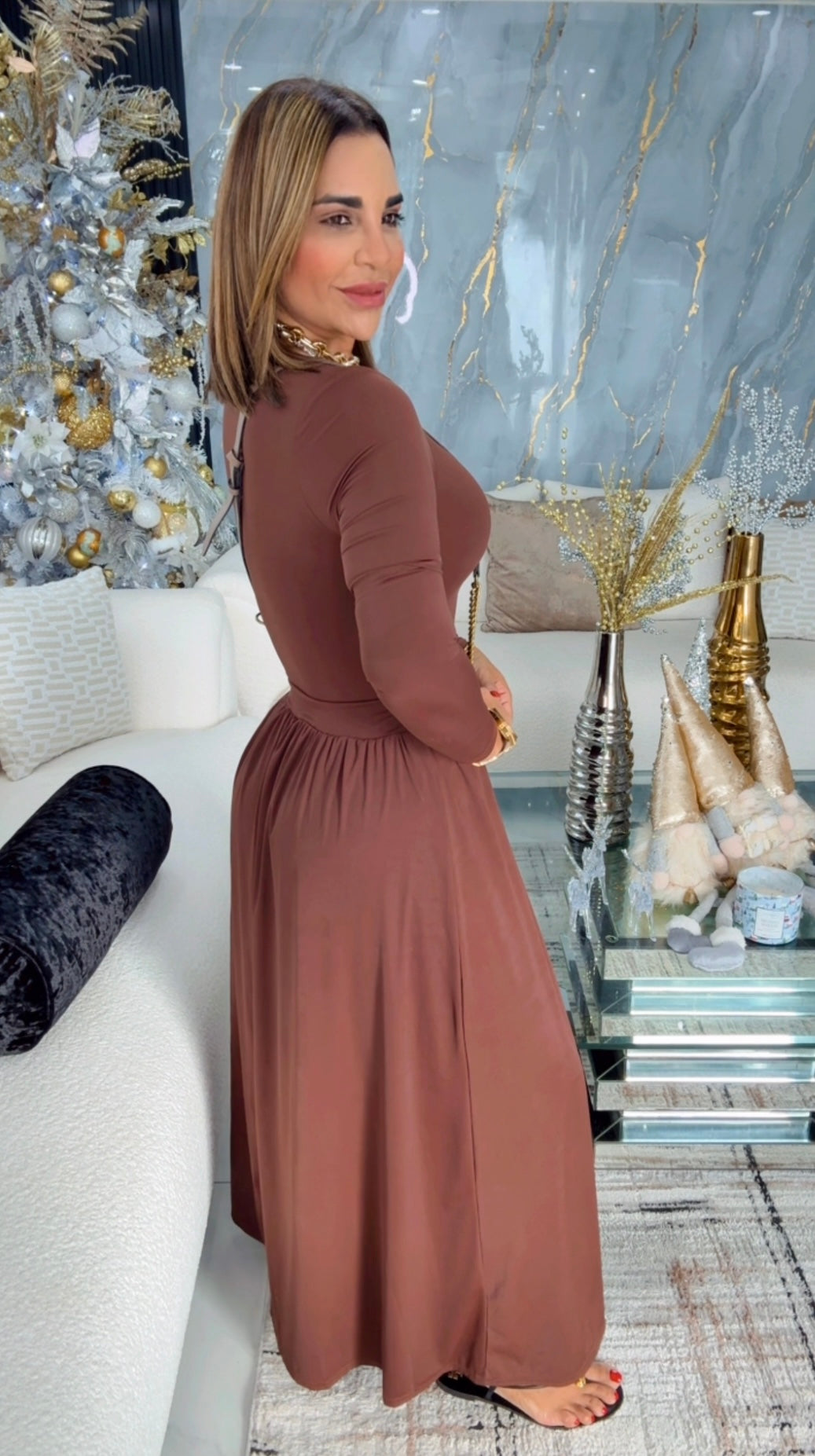 Burdeos Brown Dress (spandex)