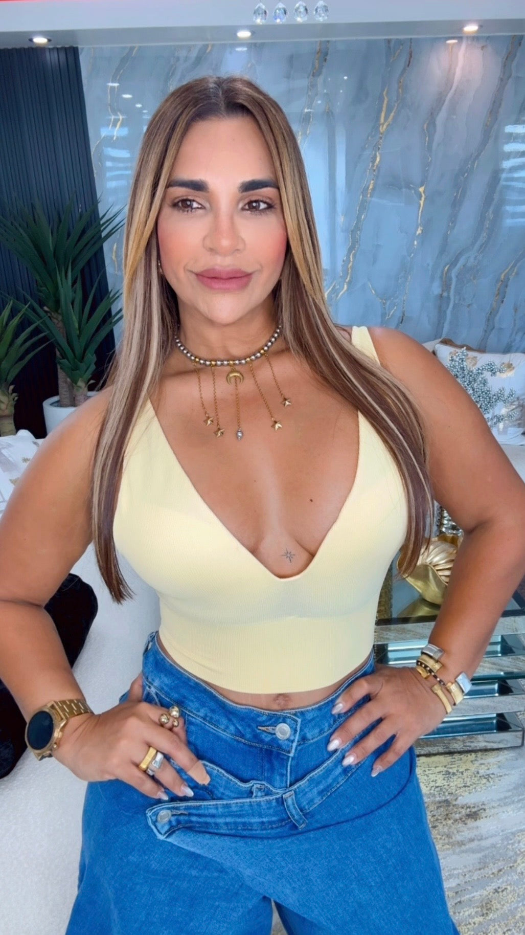 Niza Yellow Top Bra (levantamiento de busto y control de abdomen)