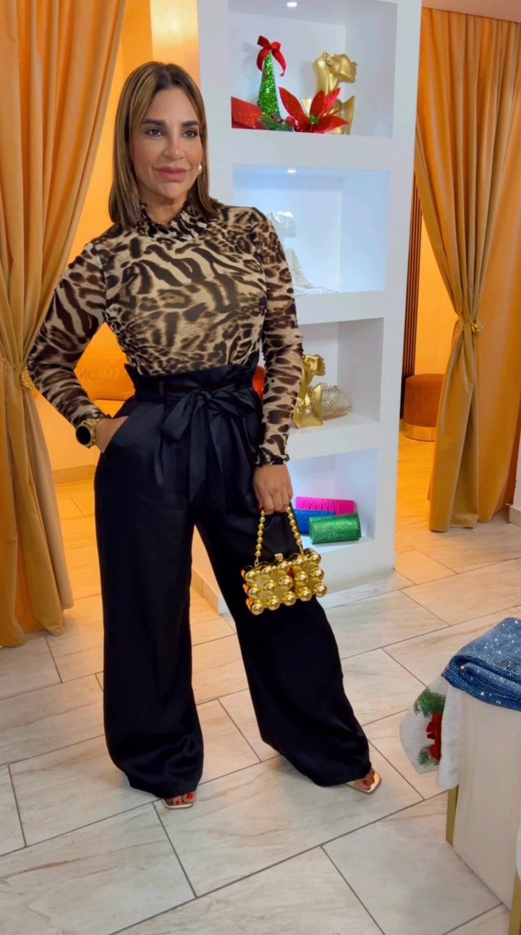 Animal Print Formal Jumpsuit (spandex) utilicé talla m