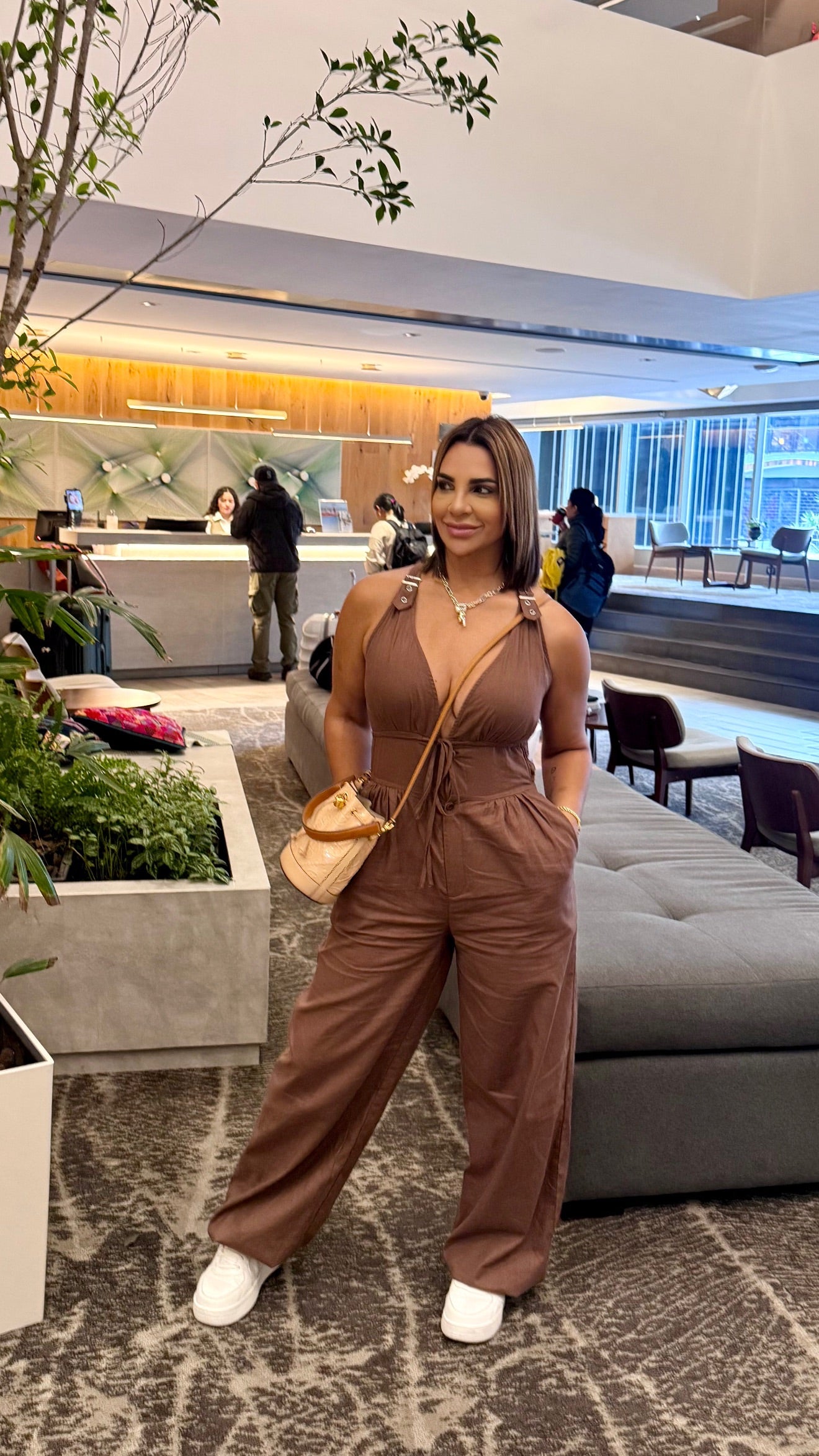 San Martin Brown Jumpsuit(spandex) utilicé talla Médium