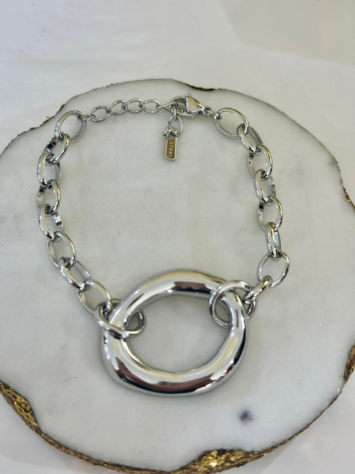 Round Silver Bracelet (acero inoxidable)