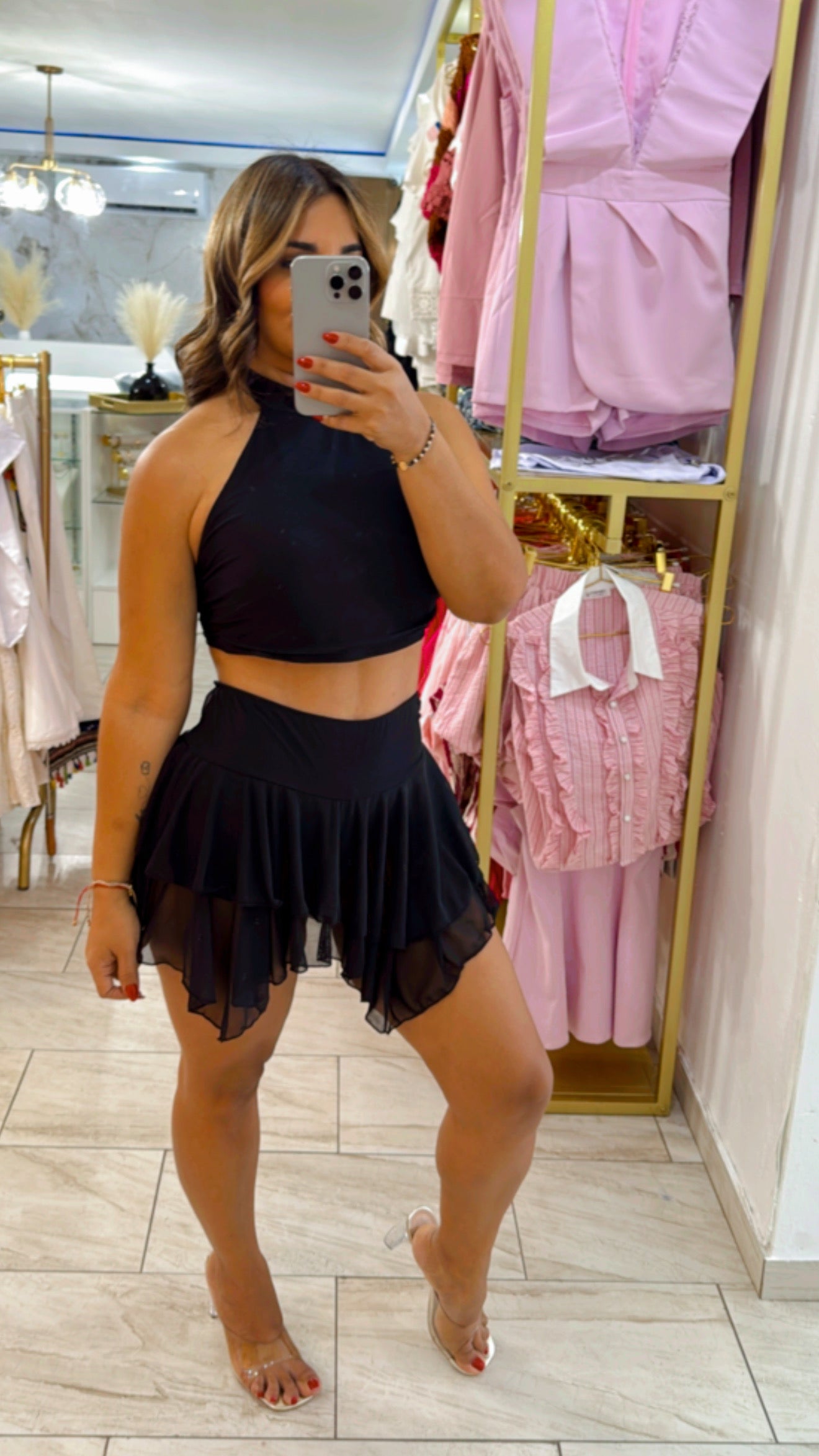 Chipre Black skort Set (trae short integrado ) stretch