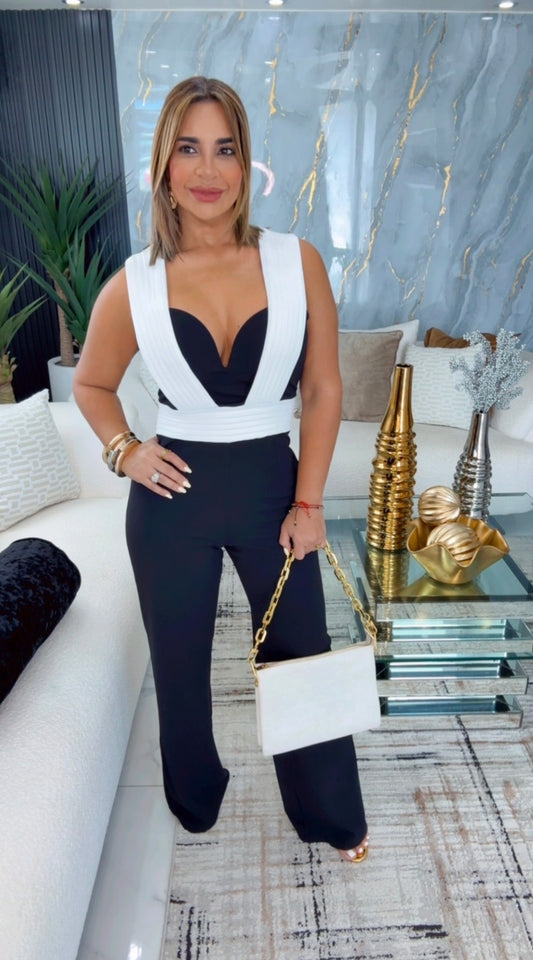 Austrian Black & White Jumpsuit (stretch) utilicé Medium