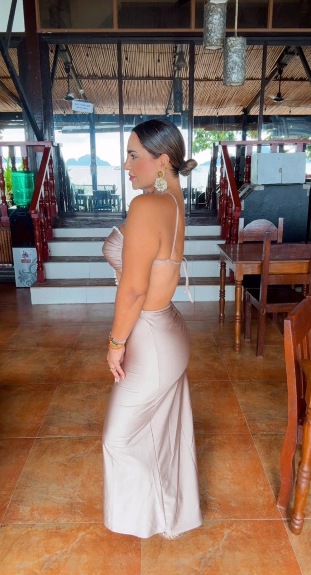 Port Barton Gold Pearl Dress (stretch)