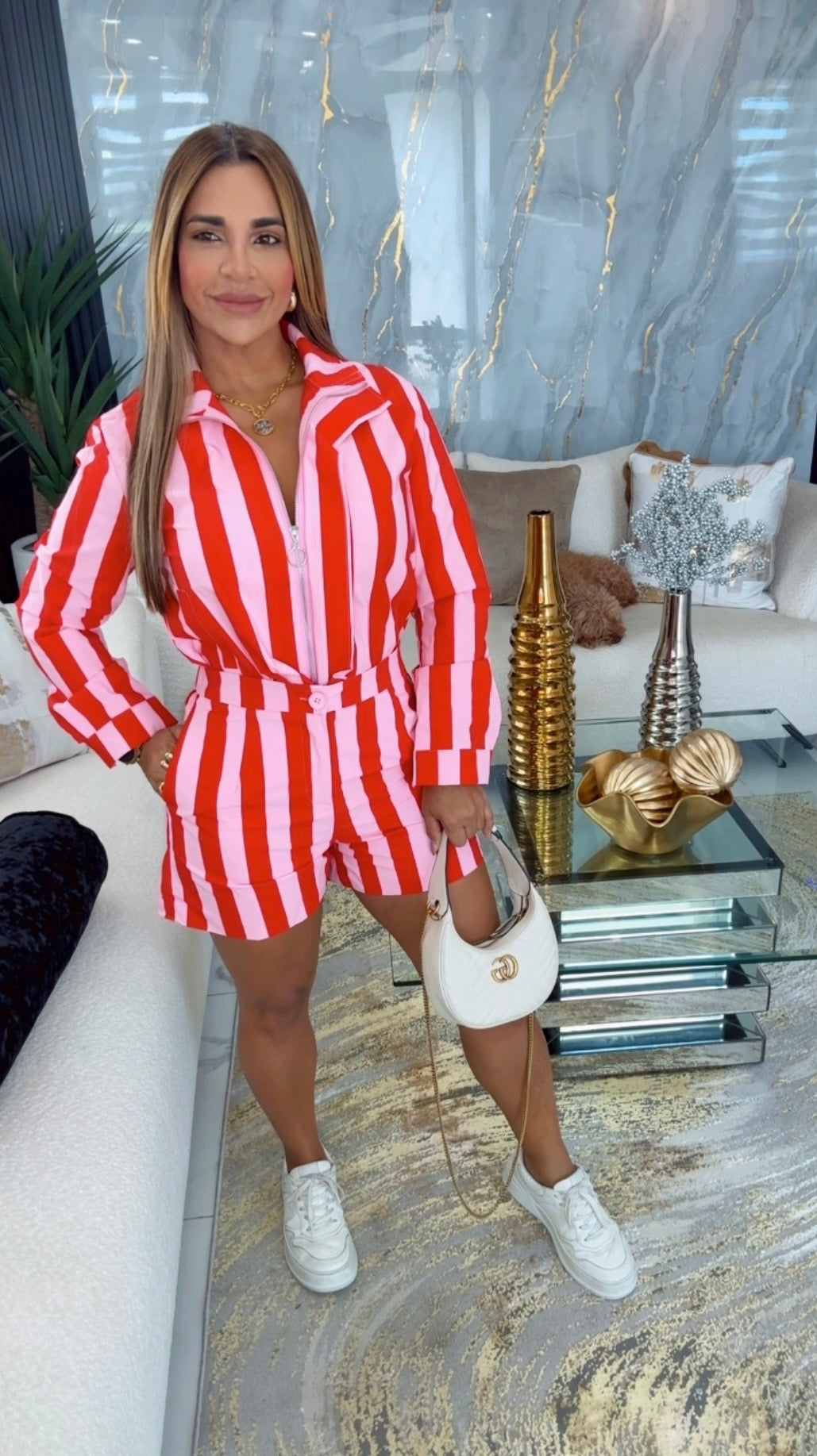 Red Stripes Short Set (spandex)