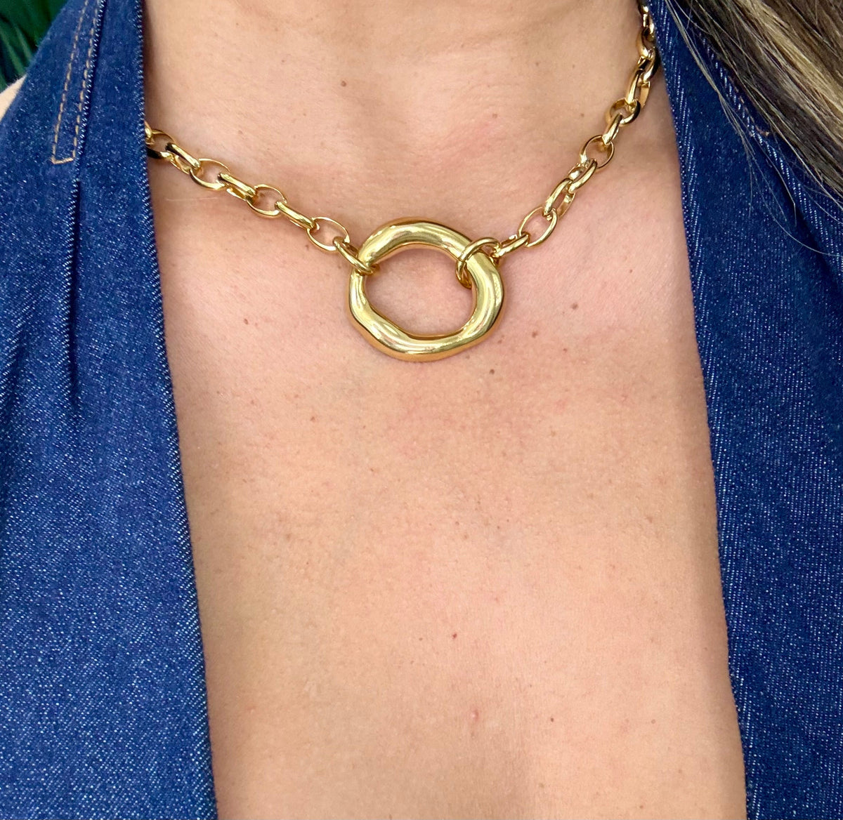 Round Gold Necklace (oro acero inoxidable)