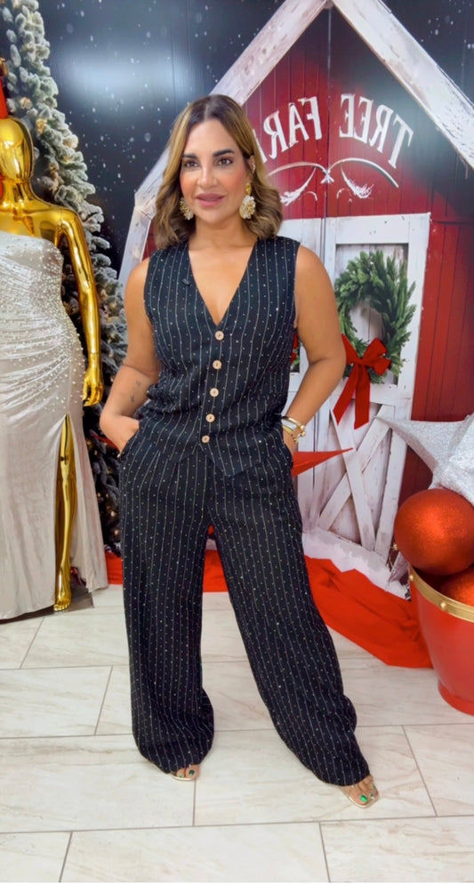 Fiji Black Rhinestone Vest Set (utilicé talla M) puedes bajar una talla