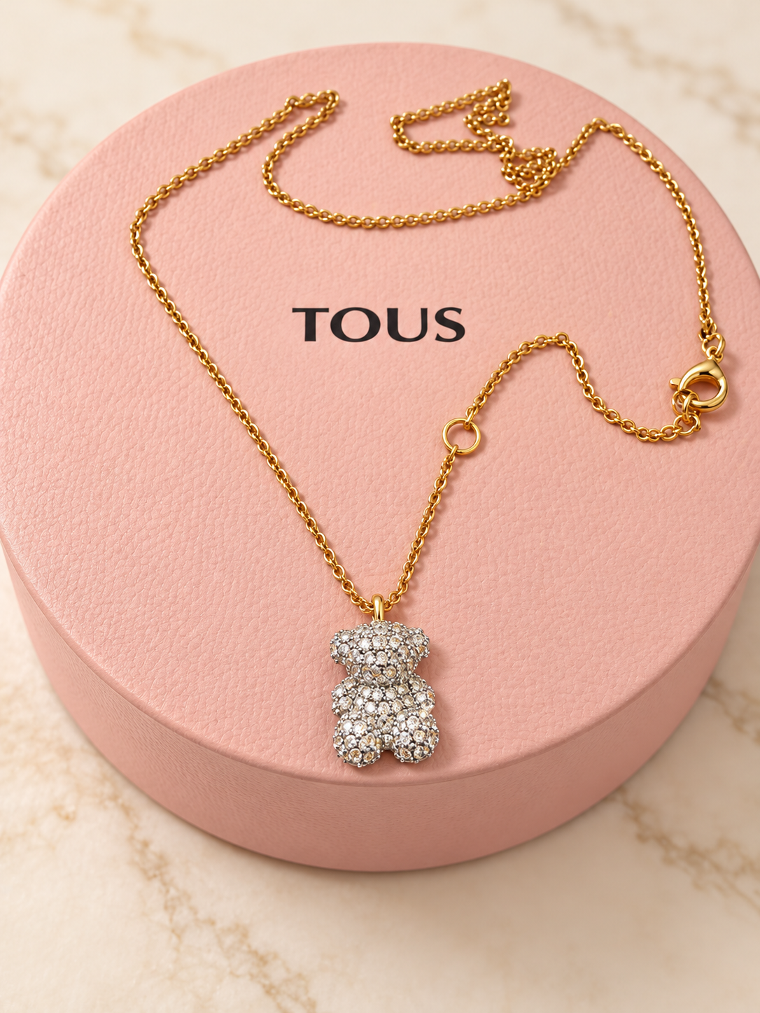 Tous Silver Rhinestone & Gold Necklace (oro 925)