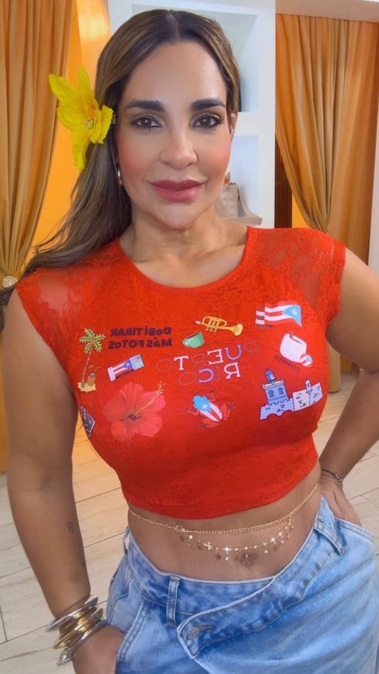 PR Lace Red Top (stretch)