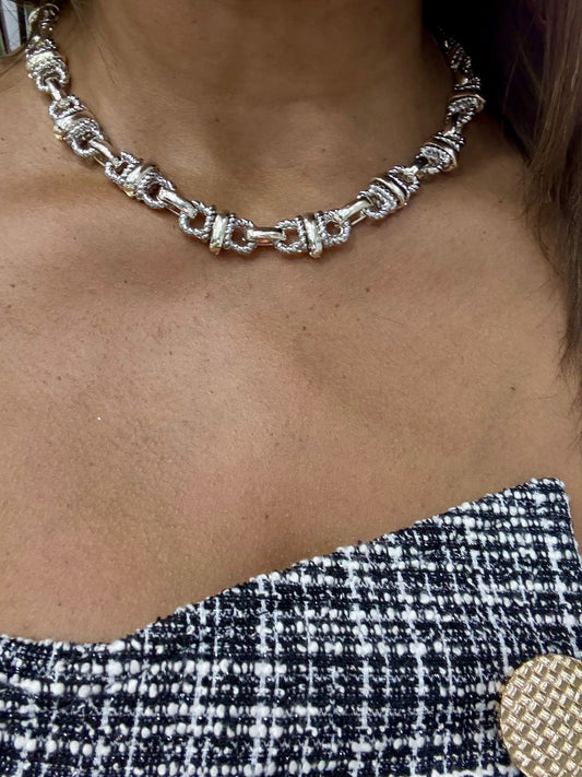 Shine Chunky Two Tones Necklace (Gold Plated)