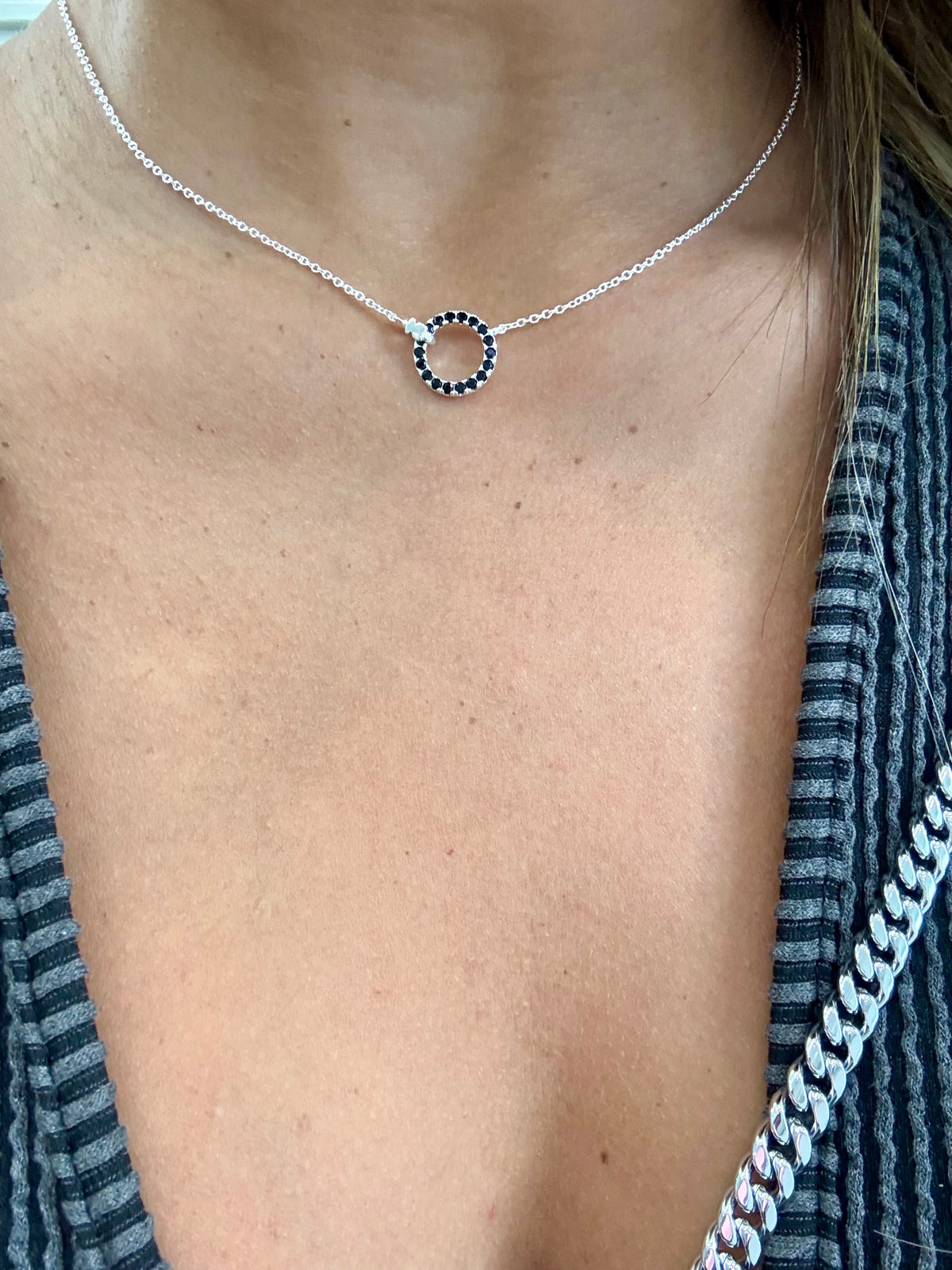Ted Black Rhinestone Silver Necklace (plata 925)