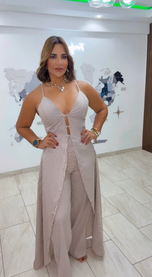 Santiago Island Brown & White Tunic Set (utilicé talla Médium)