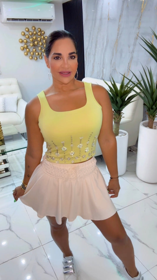 Miramar Beige Skort (stretch) Trae short integrado