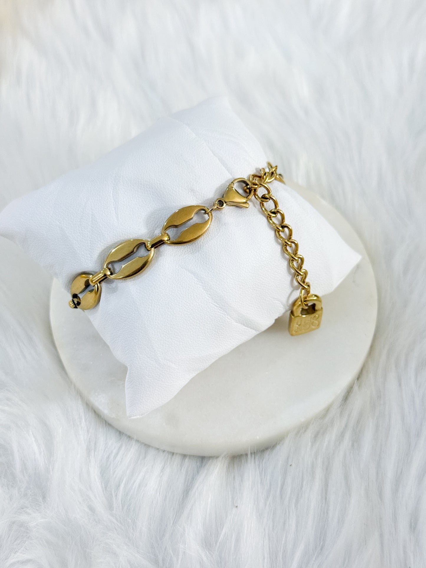 Big Coffee Bean Gold Bracelet
