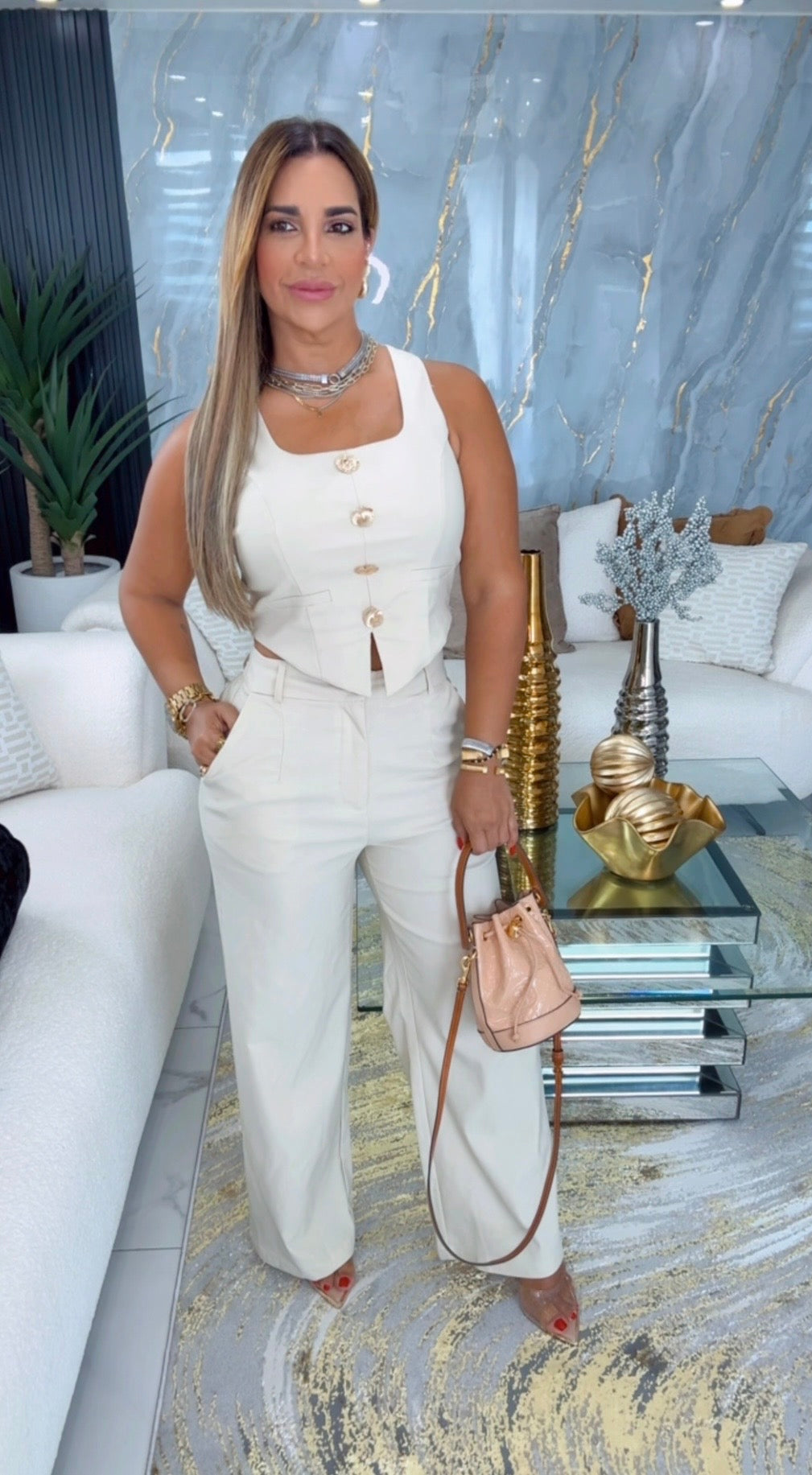 Girona Beige Vest Set (spandex)