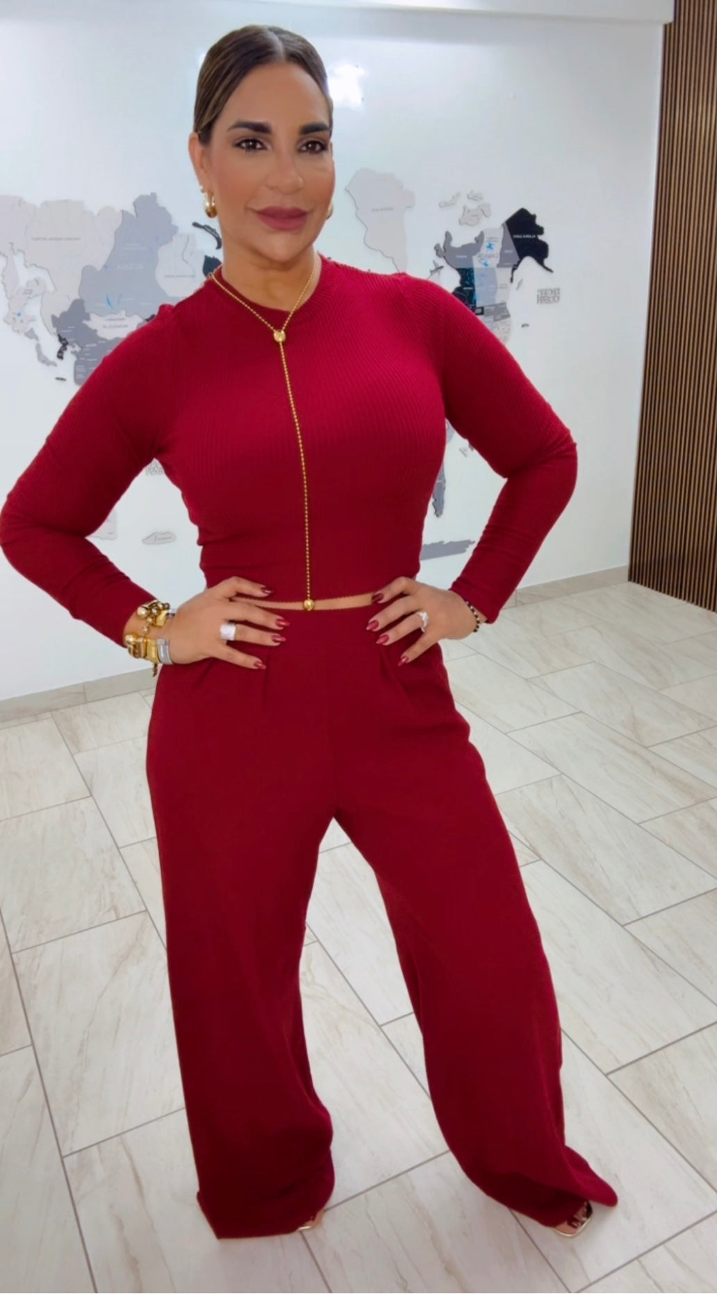 Segovia Burgundy Set (stretch) utilicé talla Médium