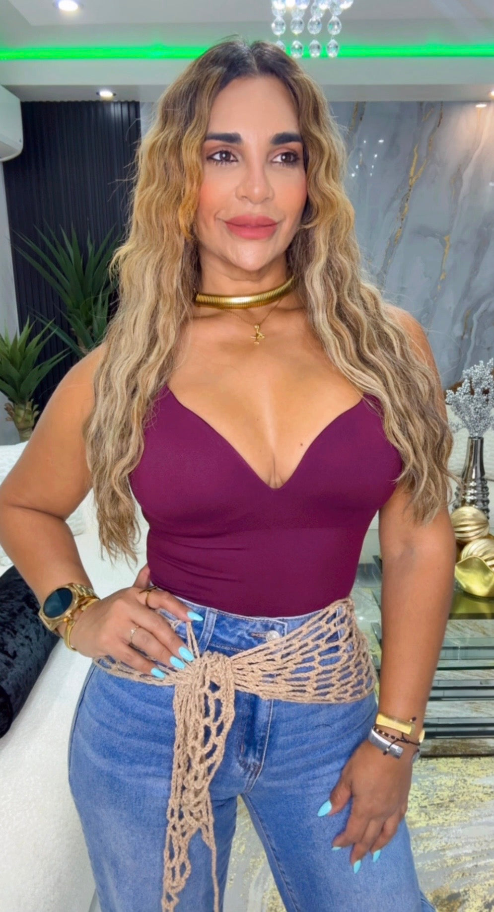 Burgundy Bodysuit (control de abdomen y levantamiento de busto) stretch