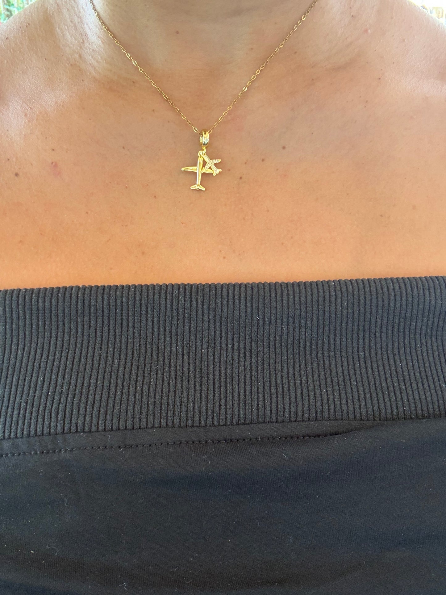 Travel The World Airplane Gold Necklace (material acero inoxidable)