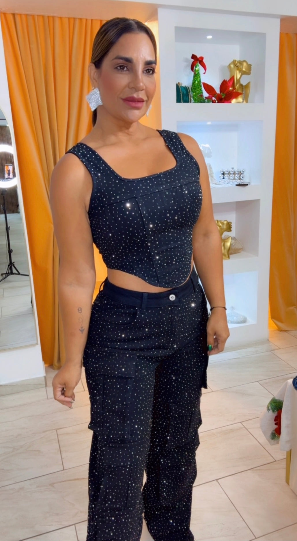 Black Shine Cargo Set (spandex) utilicé talla Médium