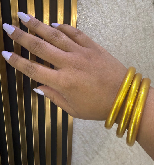 3 Bold Gold Jelly Bangles