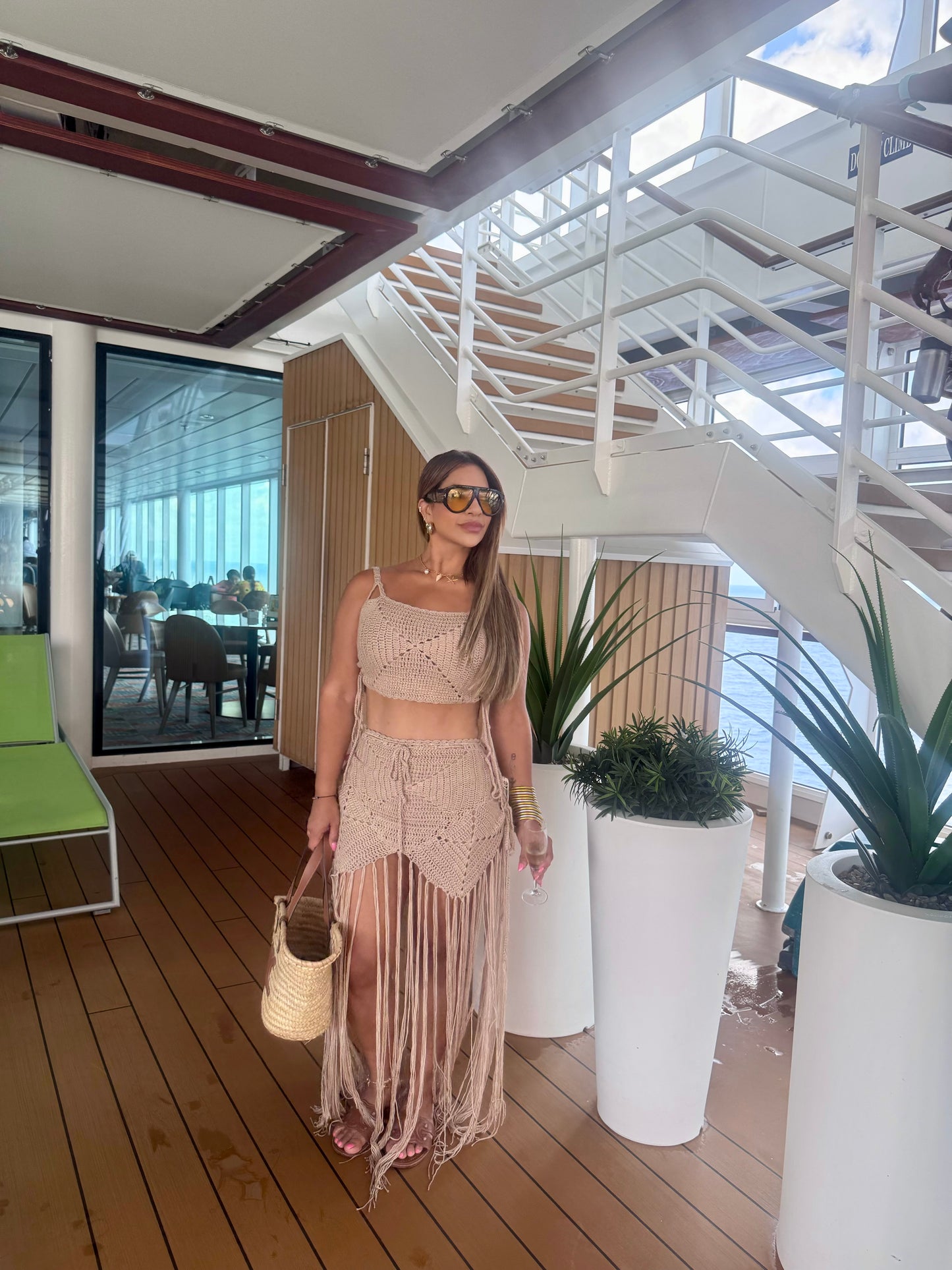 Boho Crochet Beige Set (spandex)