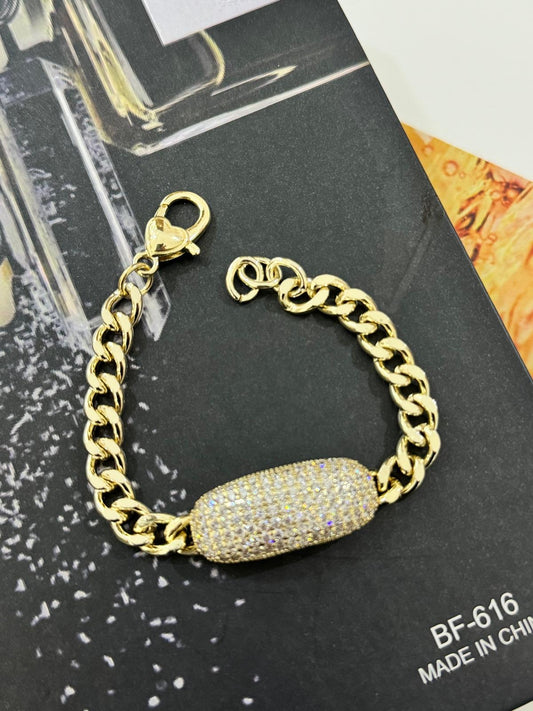 Cristal Gold Cuban Bracelet (gold plated material)