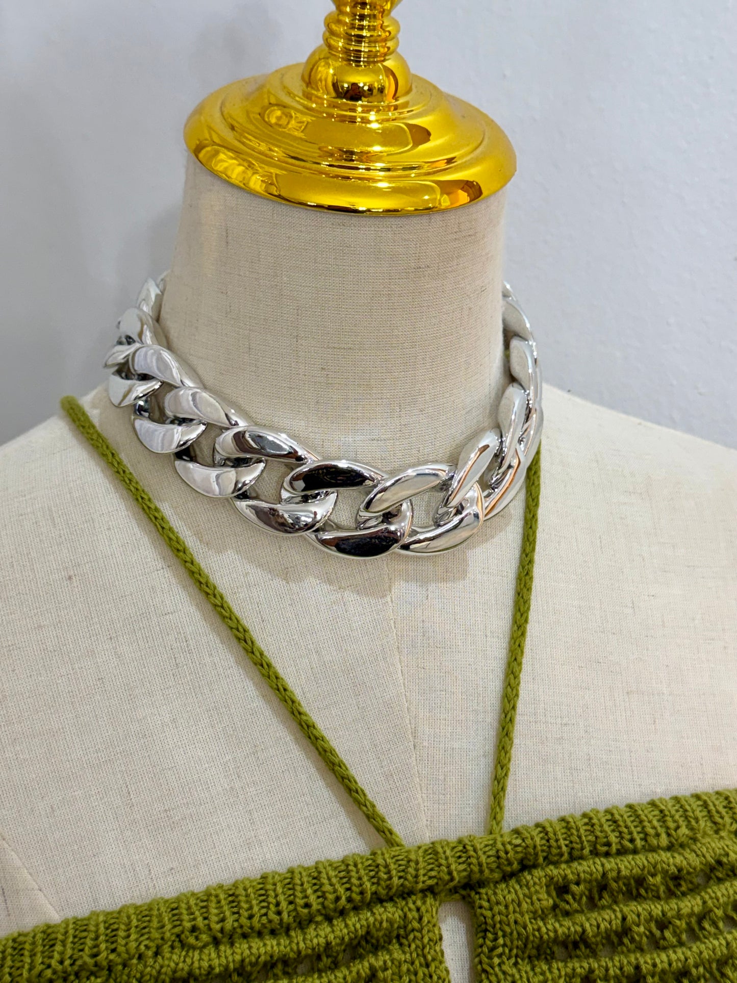 Acrylic Silver Bold Necklace
