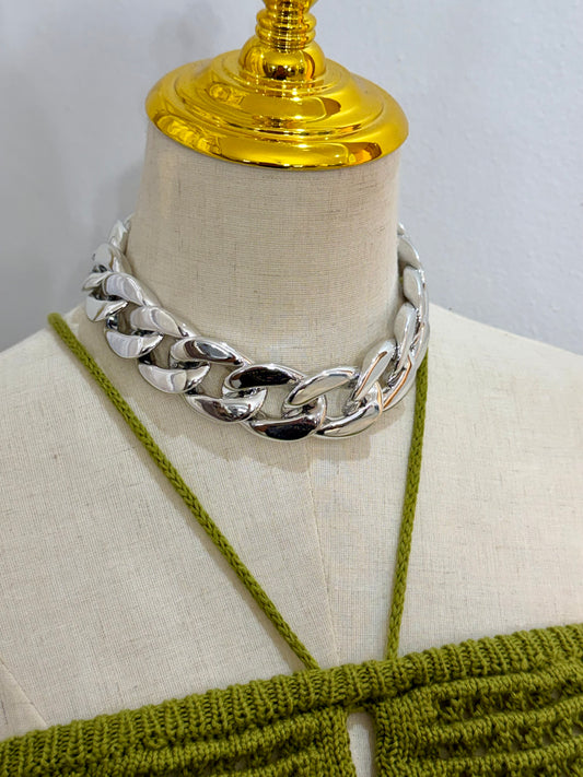 Acrylic Silver Bold Necklace