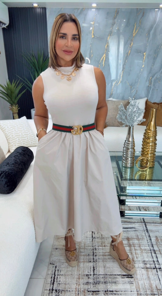 Grecia Beige Dress (No incluye Correa) stretch (utilicé talla M)
