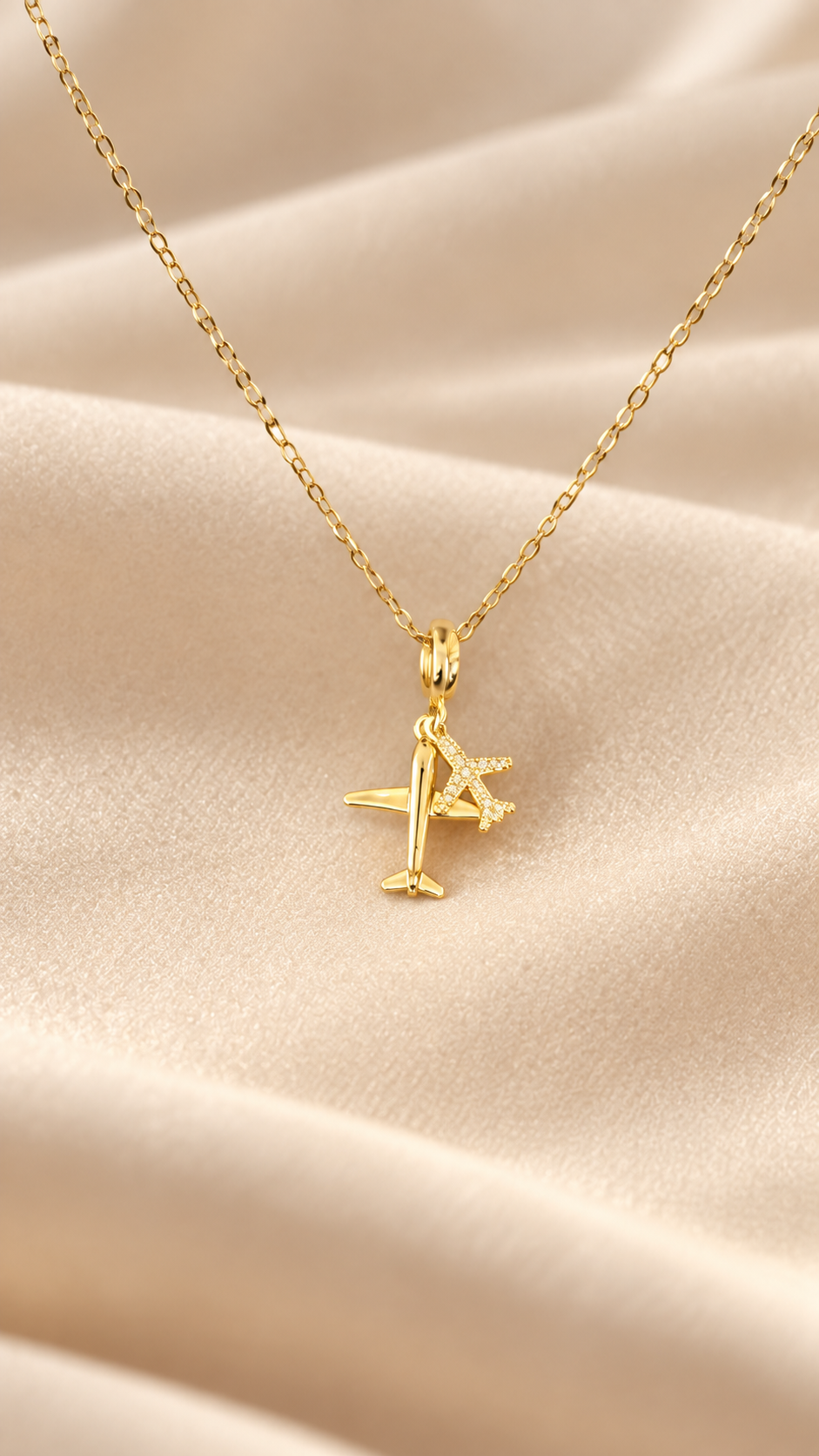 Travel The World Airplane Gold Necklace(oro acero inoxidable)