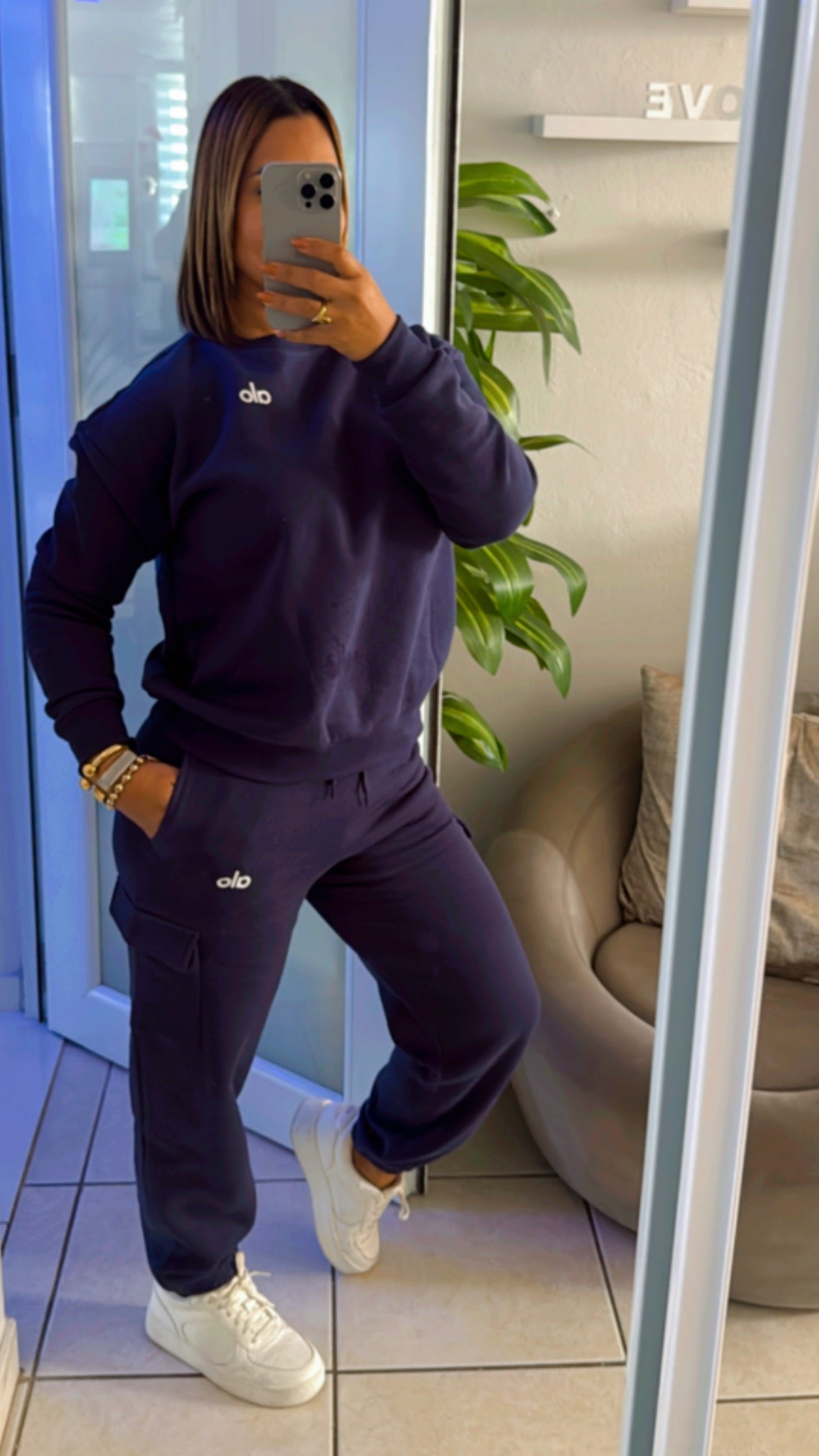 Alo Navy Blue Set (spandex) utilicé talla Médium