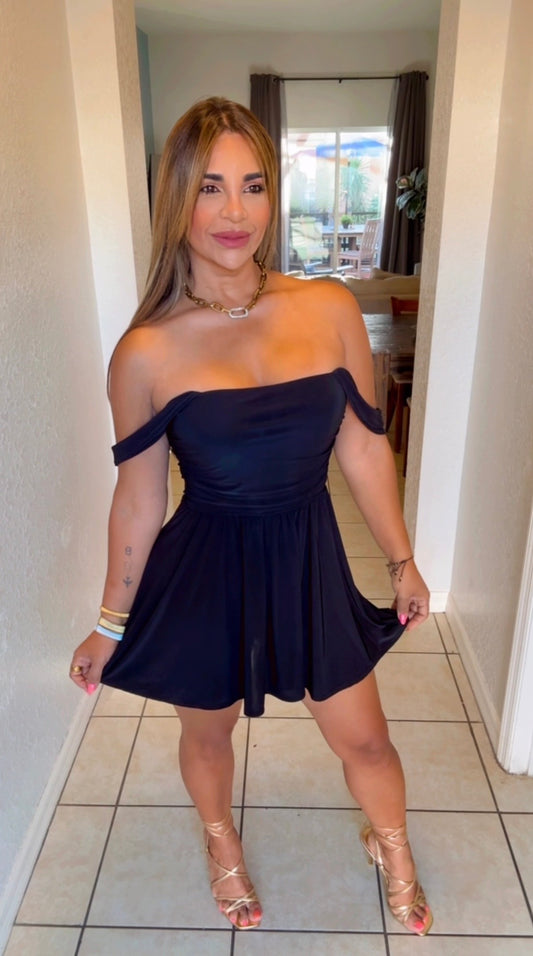 Let’s Go Party Black Dress (stretch) Trae short integrado