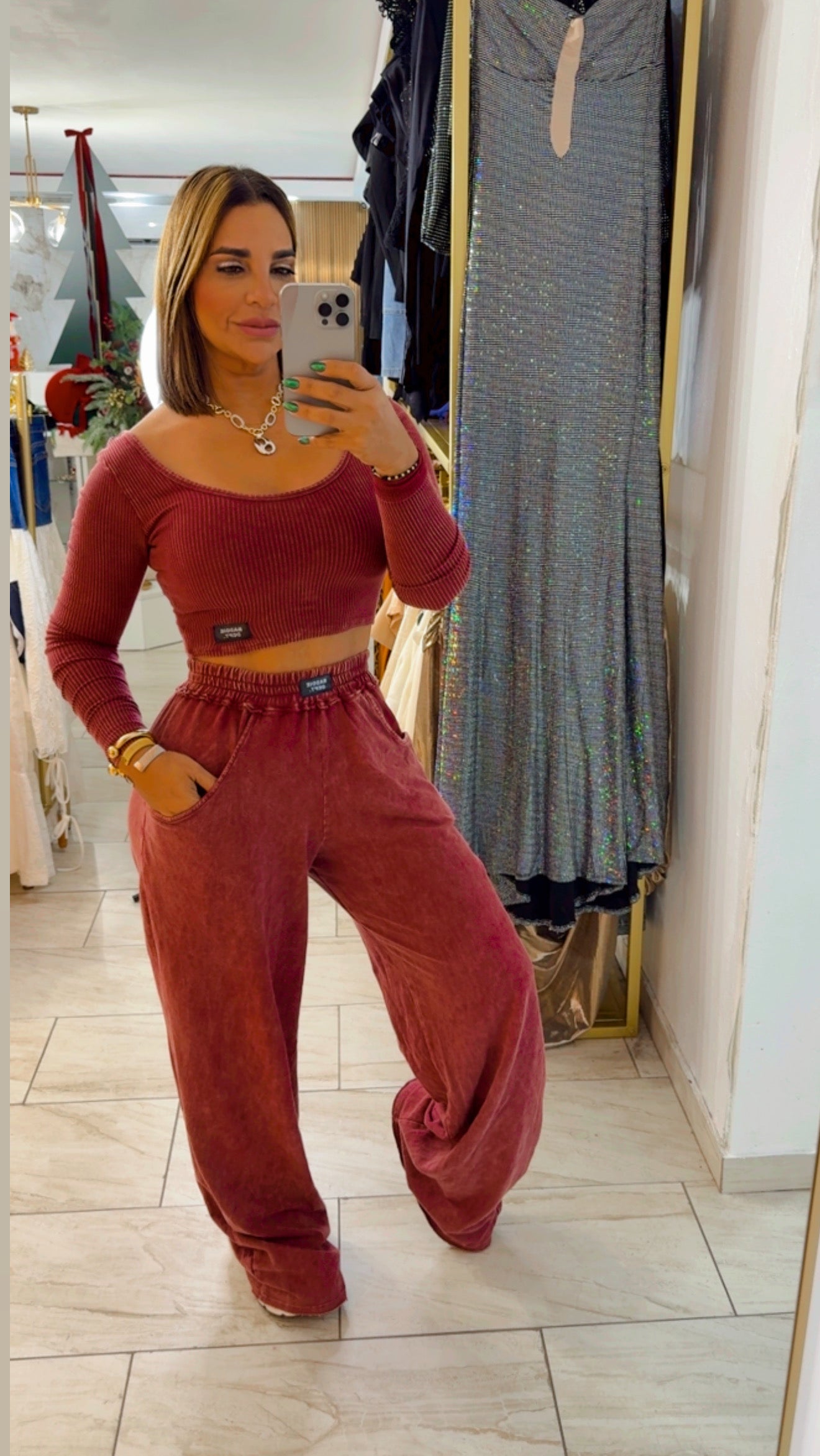 Baddie Burgundy Set (spandex) utilicé talla M