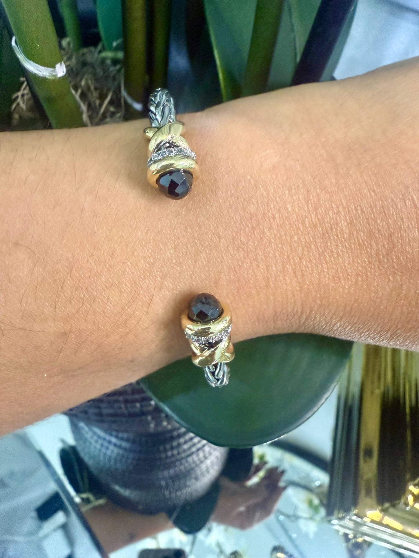 Shine Ónix Bangle (Two Tones) (Gold Plated)