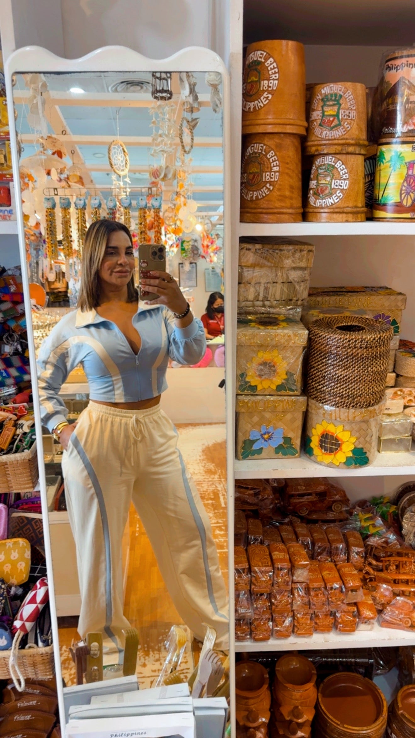 Puerto Princesa Blue & Beige Travel Set (spandex)corre grande. Puedes bajarle una talla