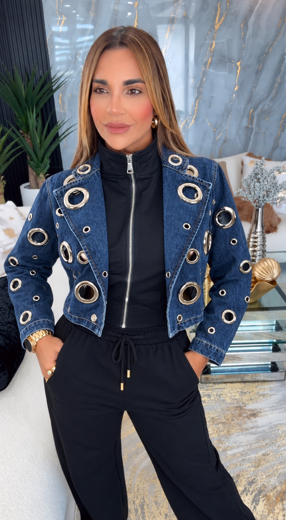 Mónaco Denim & Silver Blazer Jacket (spandex)