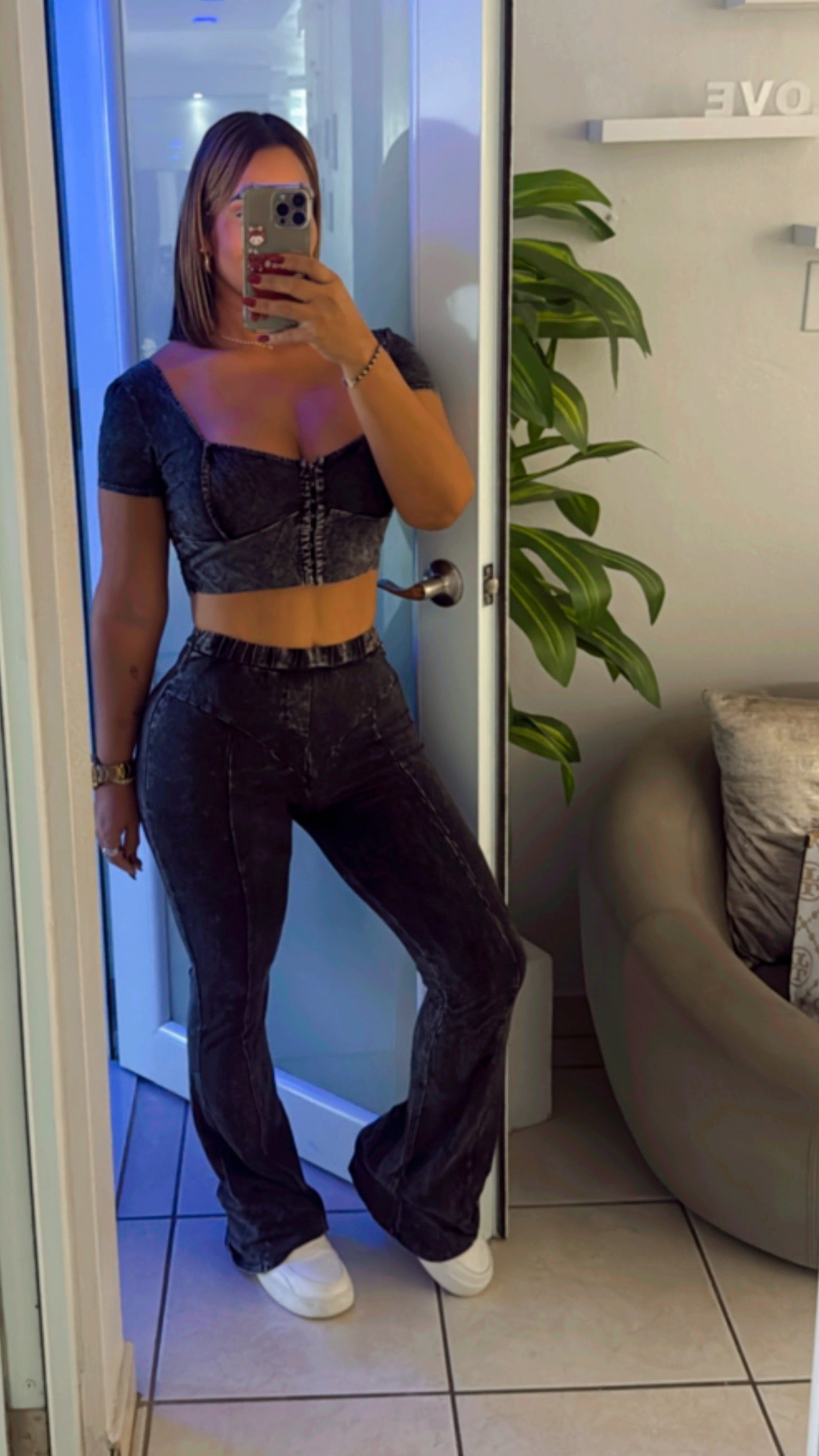 Jakarta Black Mineral Wash Set (stretch) utilicé talla Médium