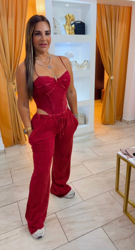 Caracas Burgundy Bodysuit Set (stretch)