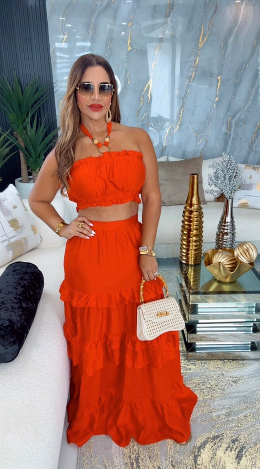 Cancún Red Skirt Set (spandex)