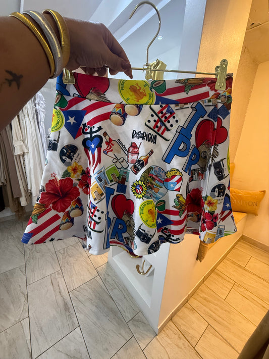 Boricua White Skort (Trae short integrado)