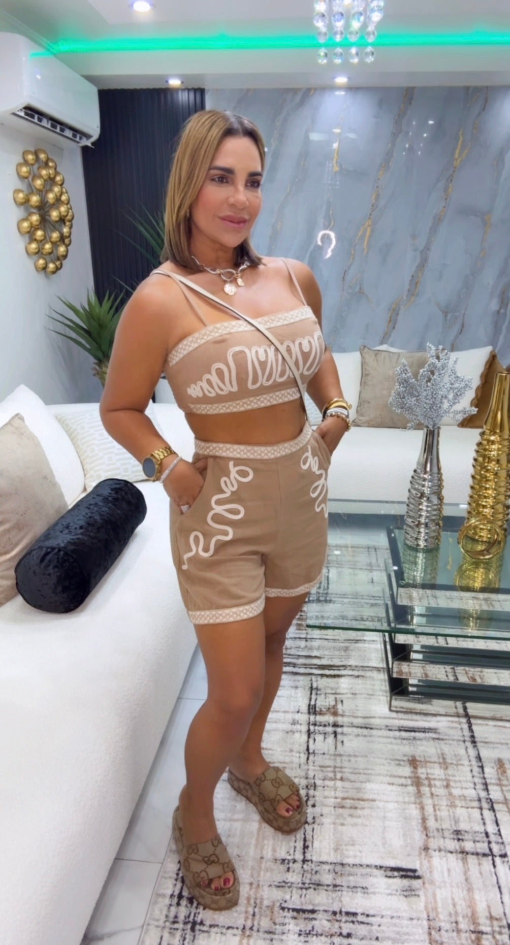 Tulum Mocha Boho Set (spandex) utilicé talla M