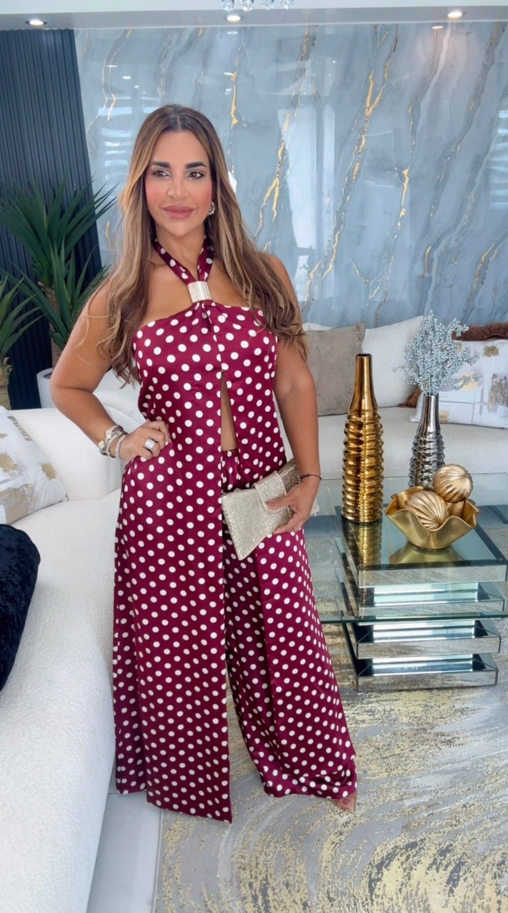 Polka Burgundy Set (spandex)