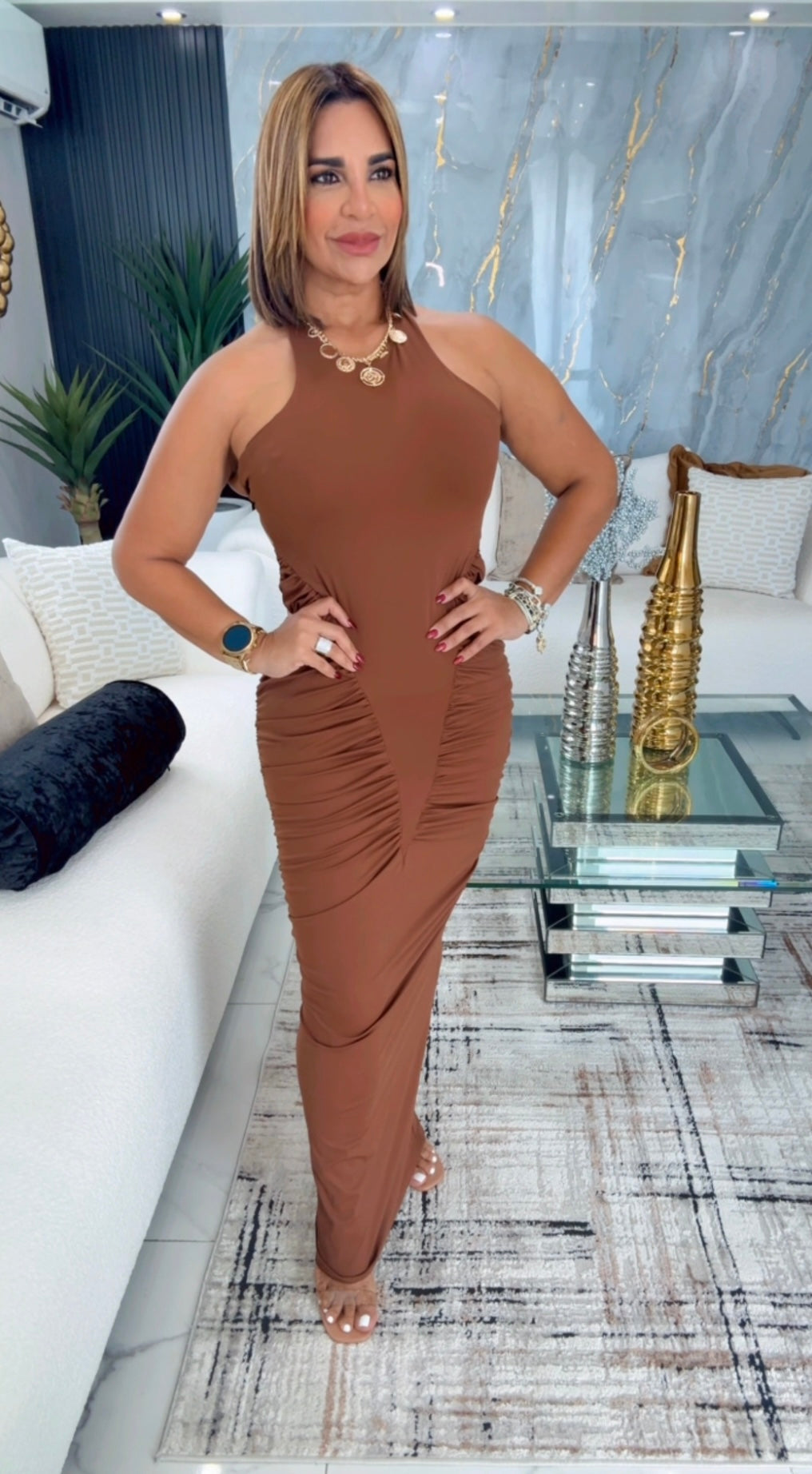 Regina Brown Dress (stretch)