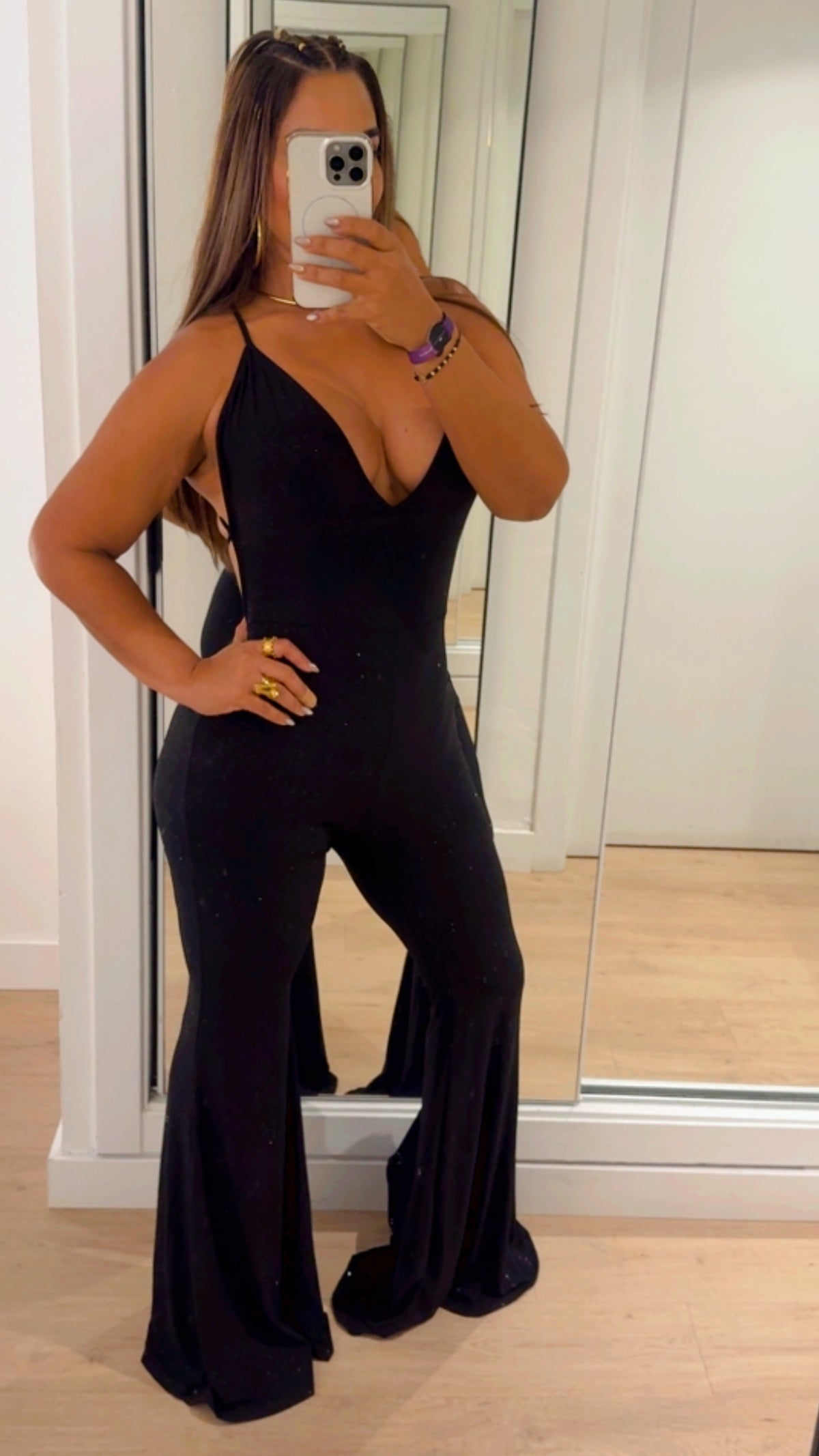 Bless Shine Black Palazzo Jumpsuit (stretch)