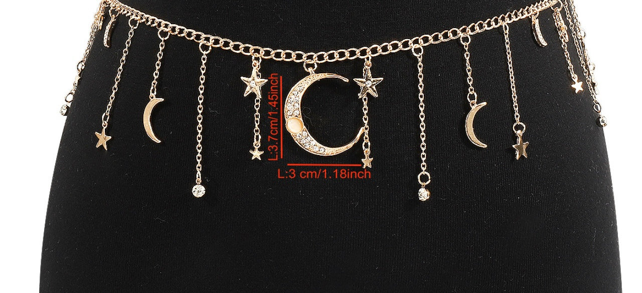 Gold Moon & Star Body Chain