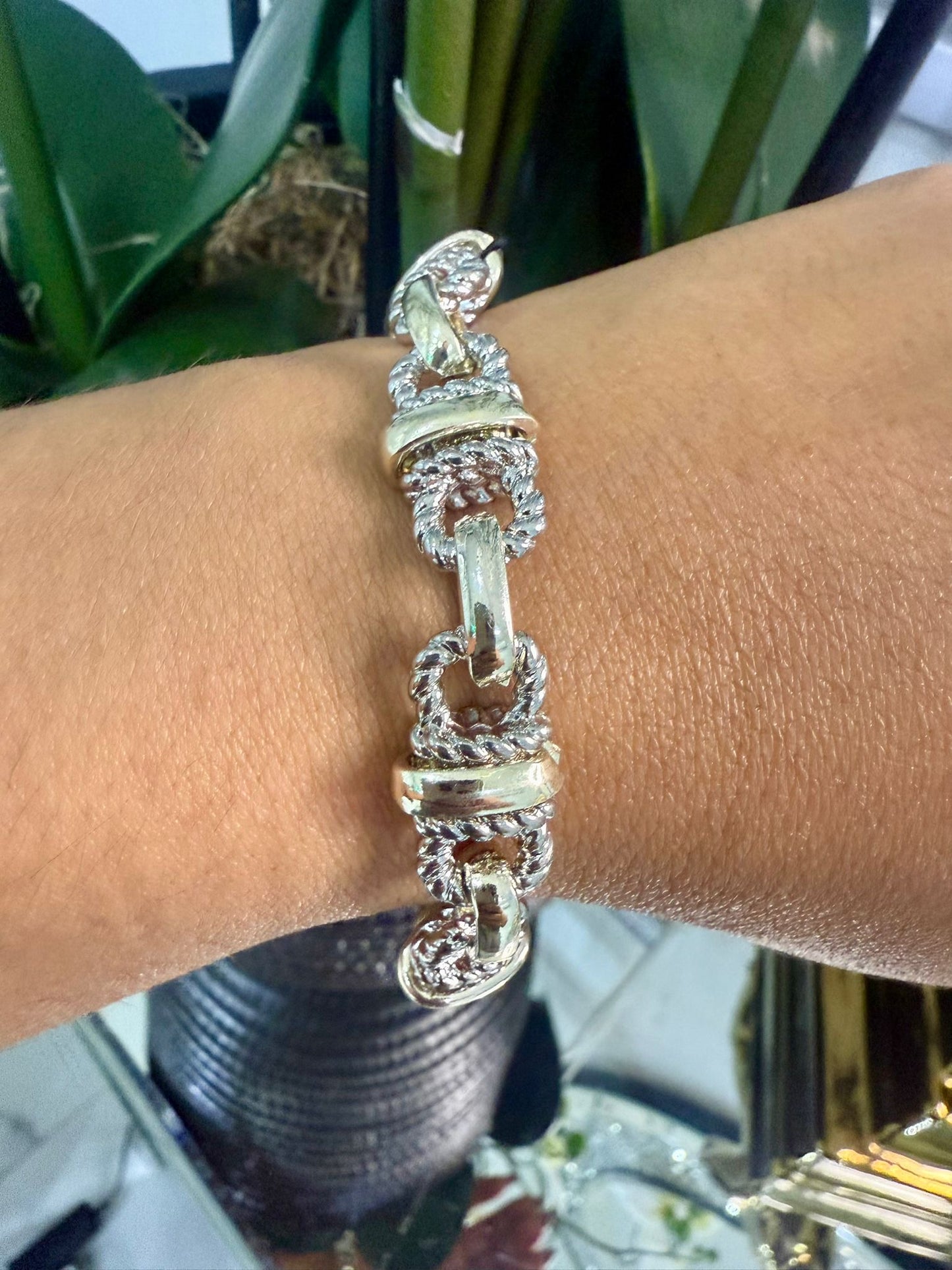 Shine Chunky Bracelet (Two Tones) (Gold Plated)