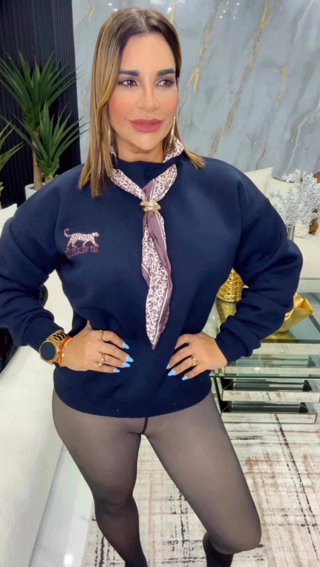 France Navy Sweater (incluye pañoleta) spandex