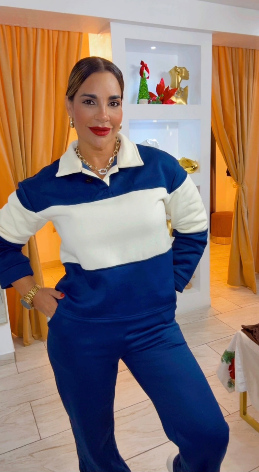 Traveling Blue & Beige Set (utilicé talla Small)