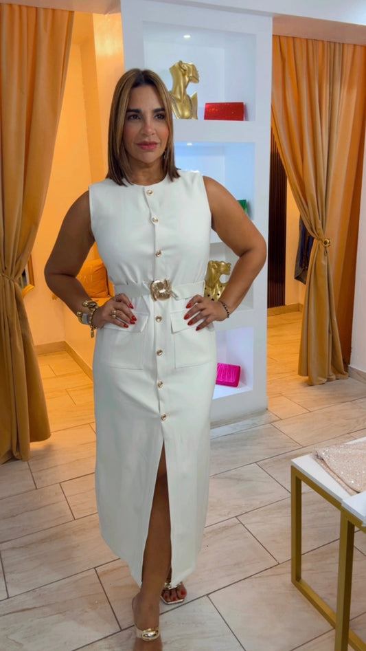 Milán Beige Dress (spandex) incluye cinturón ( utilicé talla M)